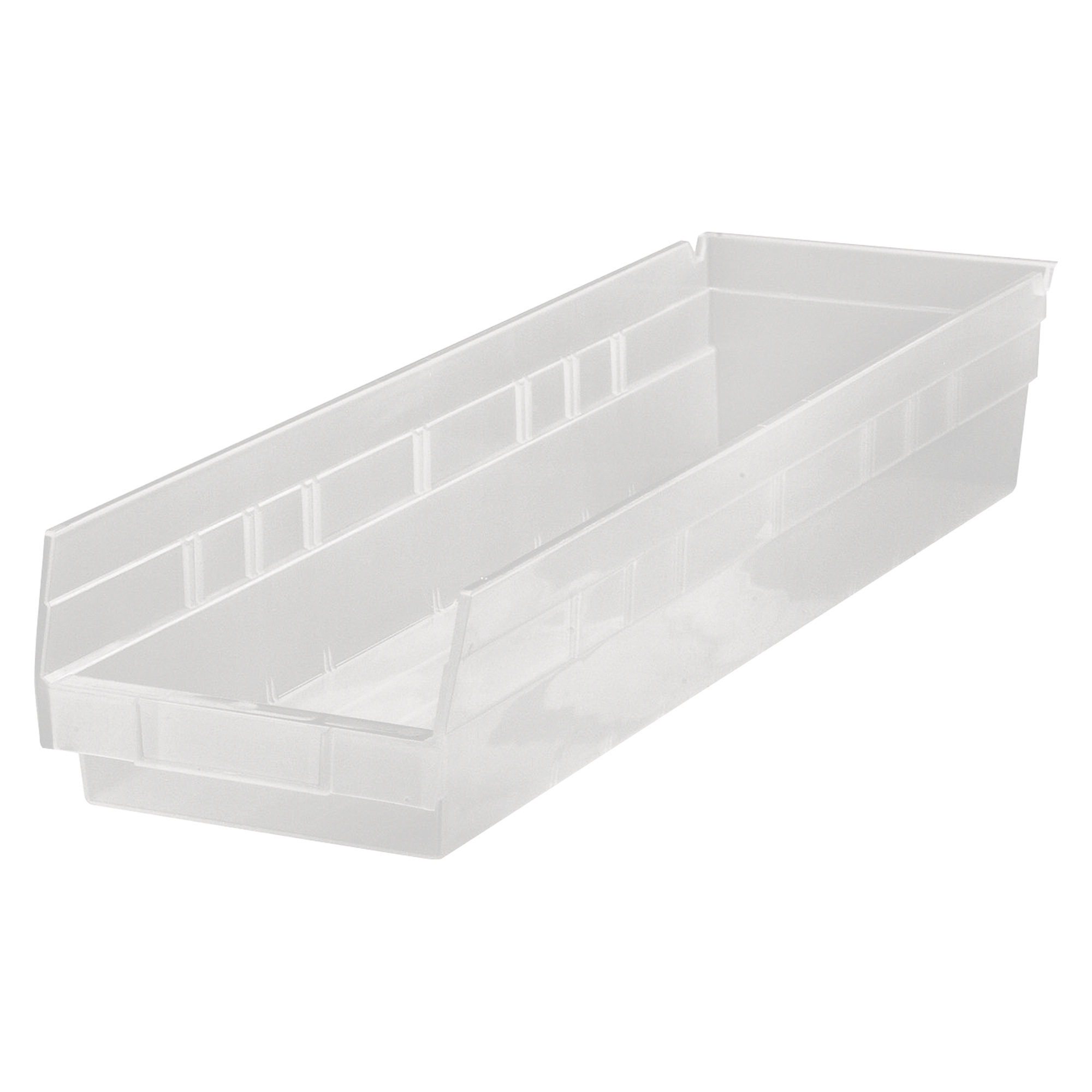 Quantum Storage Shelf Bin, 23 5/8in. x 6 5/8in. x 4in., Clear, Carton of 8, Model# QSB106CLCS
